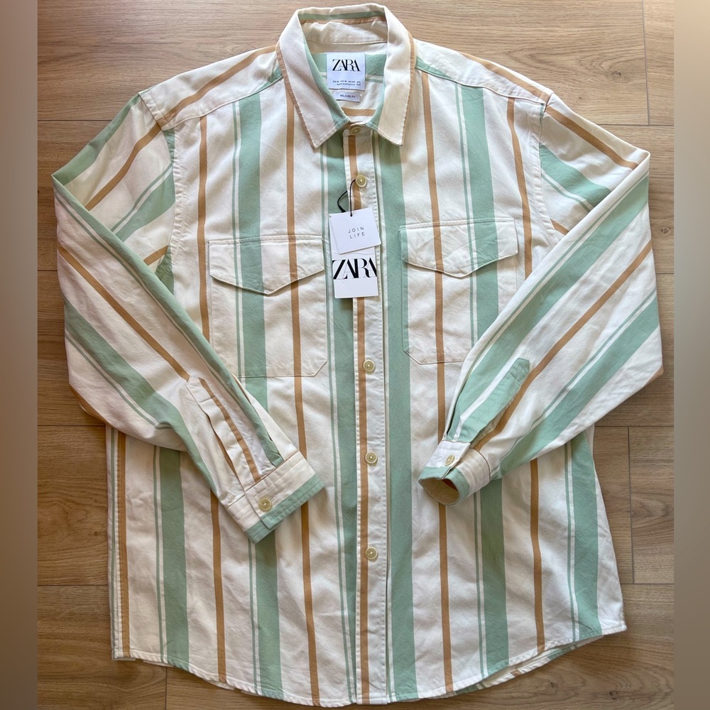 Zara Mens Striped Overshirt New